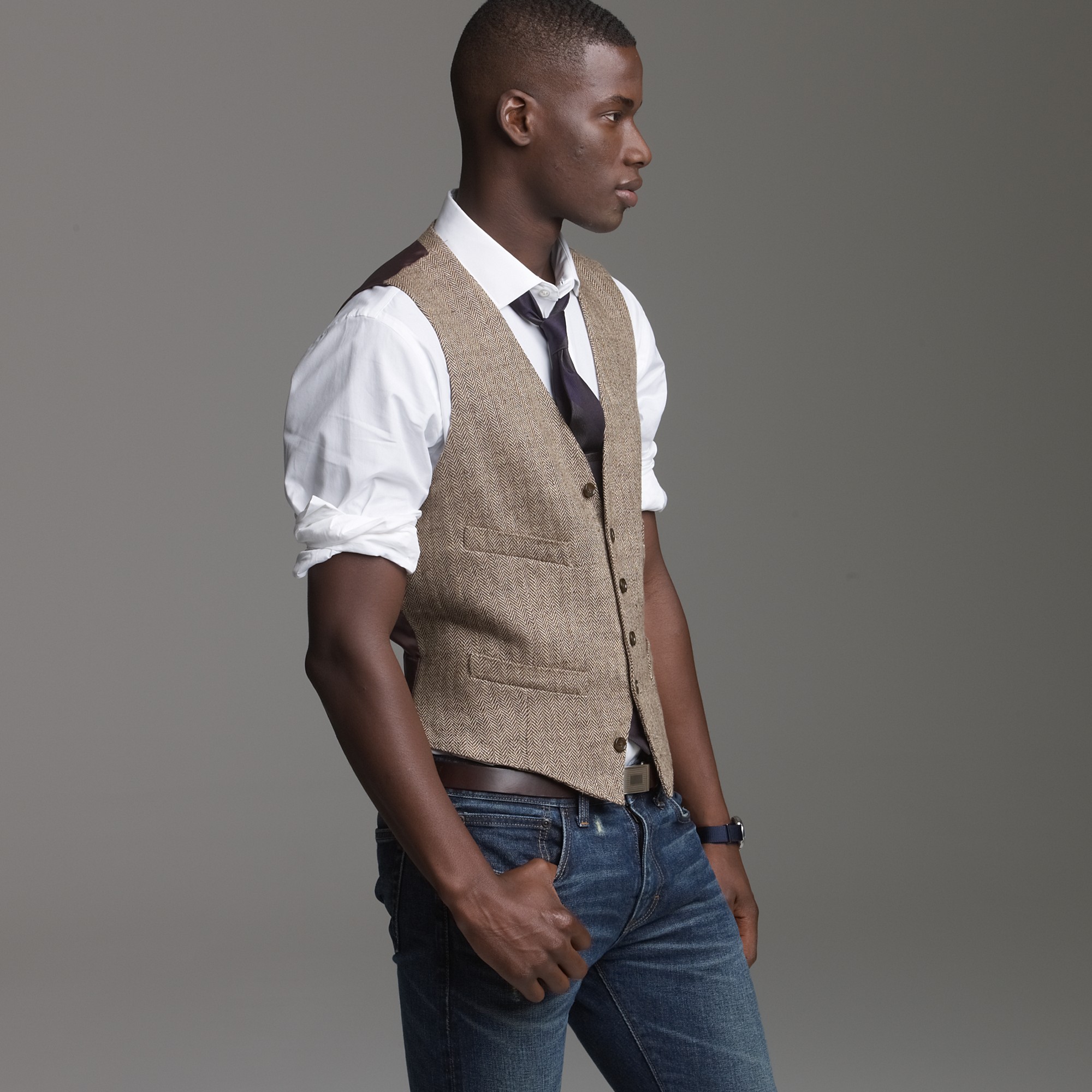 Lyst - J.Crew Linen Herringbone Suit Vest in Brown for Men