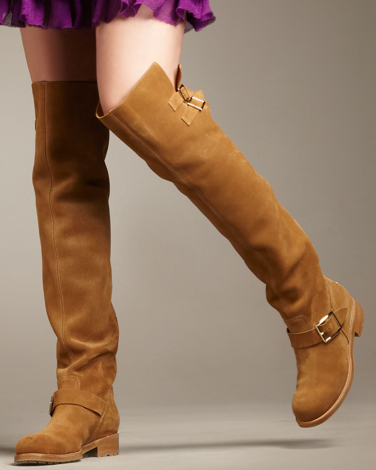 Lyst Jimmy Choo Flat Suede Over The Knee Boot In Brown 