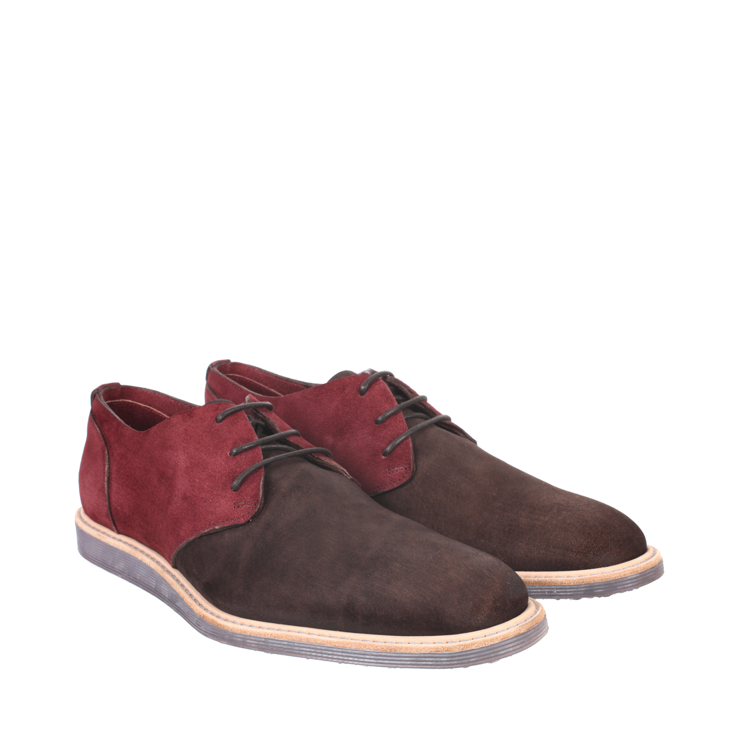 Saint laurent Two-tone Derby Shoes in Brown and Burgundy Suede ...  