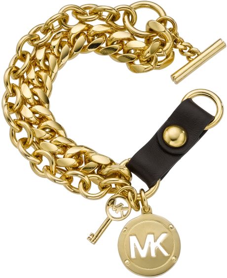 Michael Michael Kors Michael Kors Double Row Logo Toggle Bracelet in ...