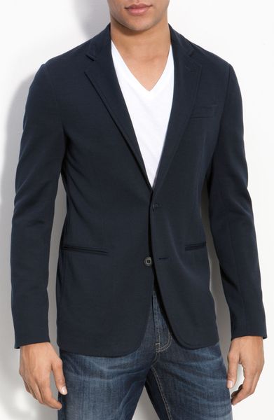Armani Jersey Sportcoat in Blue for Men (solid blue navy) | Lyst