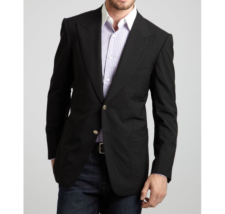 Lyst - Tom Ford Black Wool Peaked Lapel Two-button Blazer in Black for Men