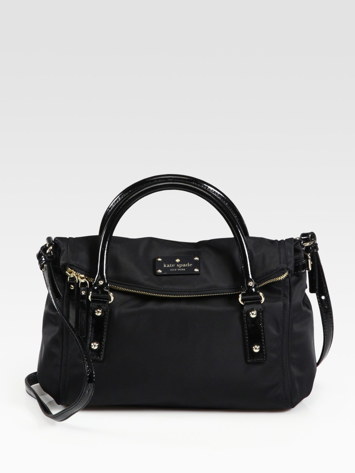 Lyst - Kate Spade Small Leslie Foldover Nylon & Patent Leather Tote in