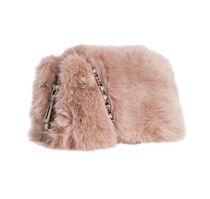 Prada Powder Pink Fox Fur and Python Chain Handle Bag in Pink ...