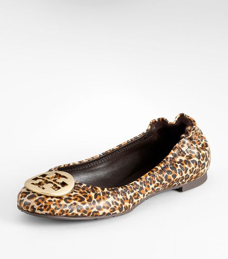 Tory Burch Saffiano Leopard Print Reva Ballet Flat in Animal (leopard ...