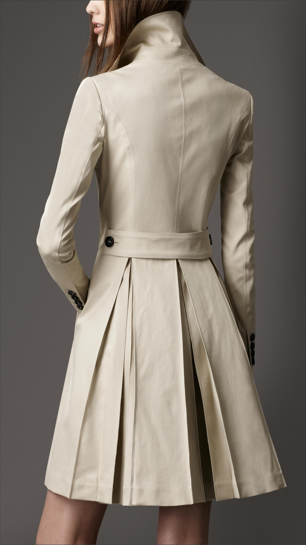 Lyst - Burberry Pleated Cotton Coat in Natural