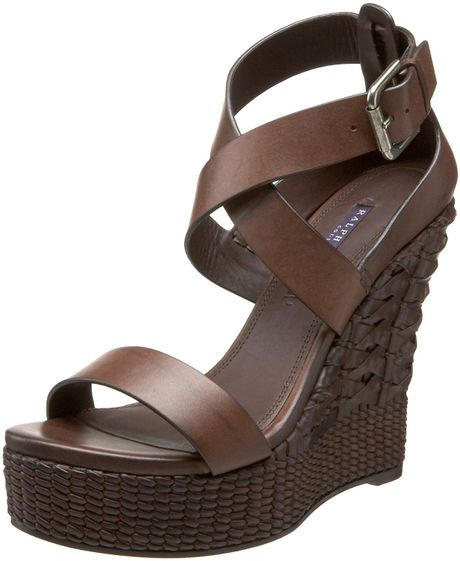 Ralph Lauren Collection Womens Finna Strappy Woven Wedge Sandal in ...
