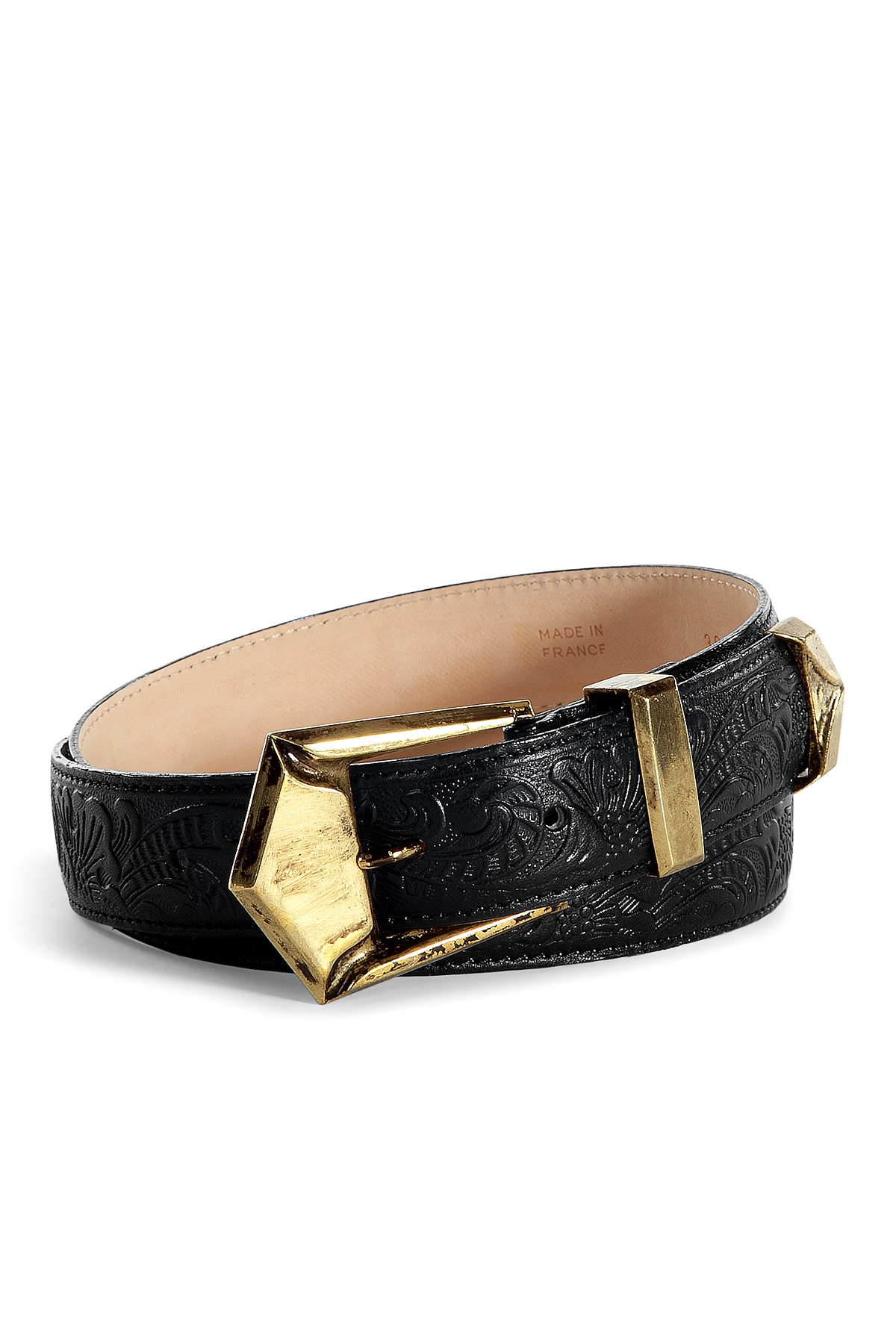 Lyst - Balmain Black Embossed Belt with Gold Buckle in Black