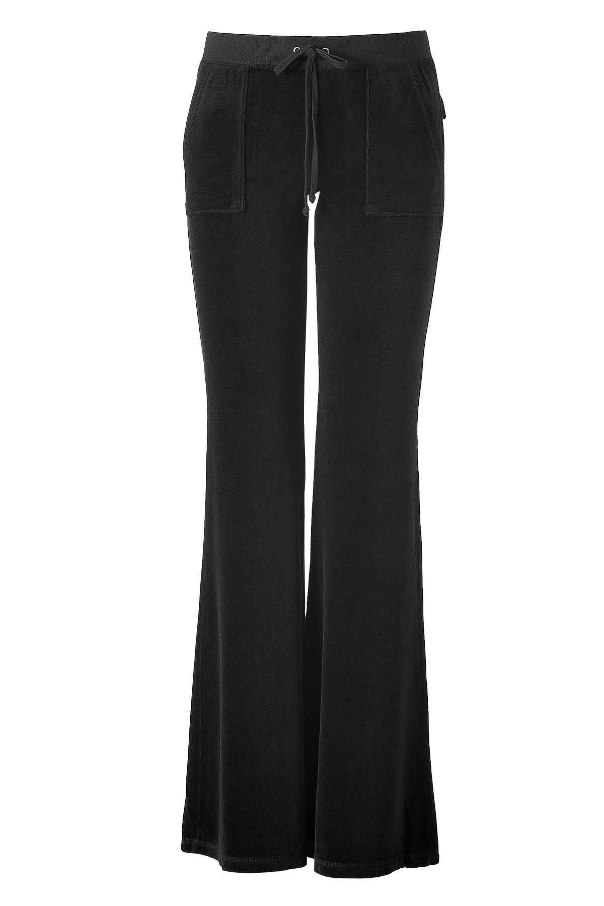 Juicy Couture Black Velvet Flared Leg Pants With Snap Pockets Back in ...