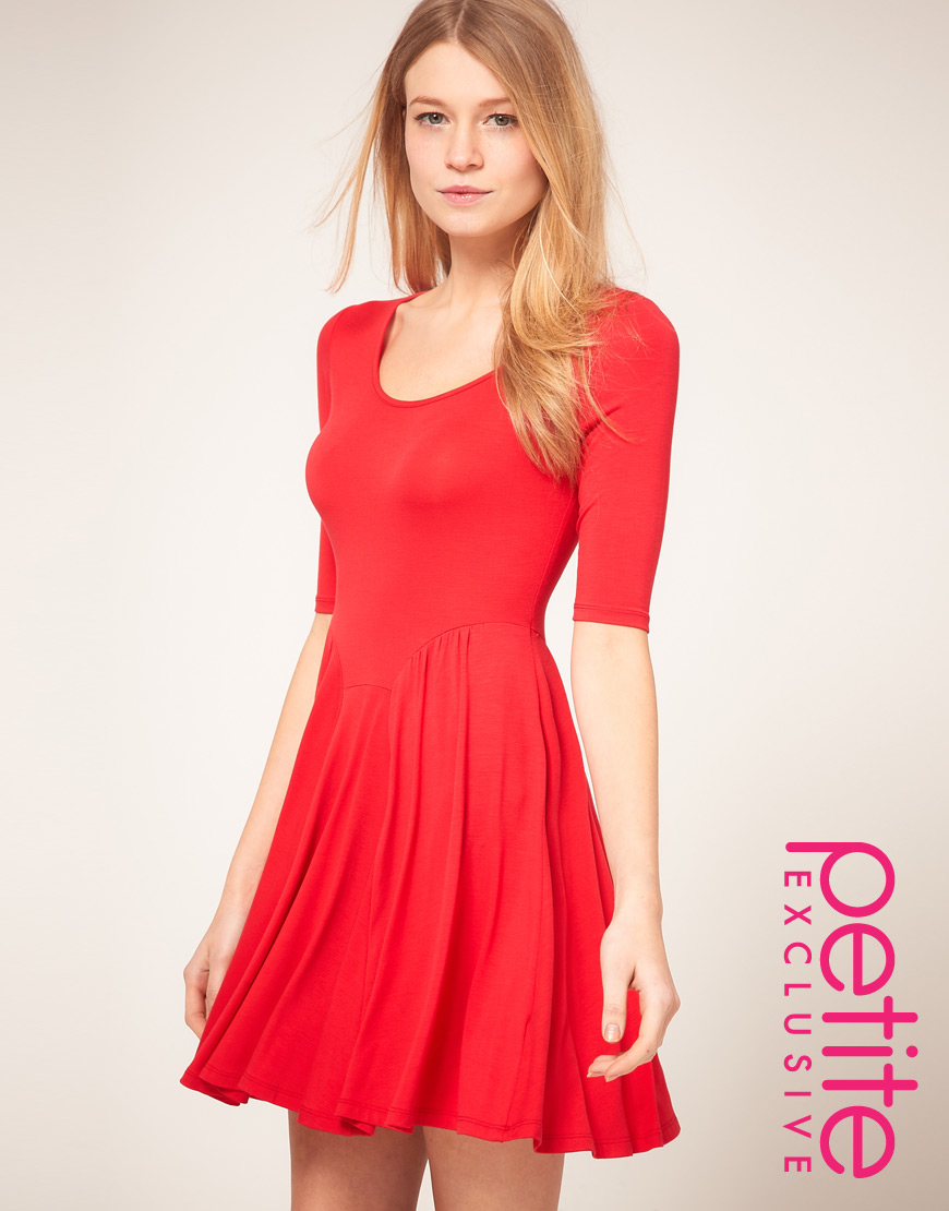 Lyst - Asos Collection Asos Petite Exclusive Red Jersey Skater Dress in Red