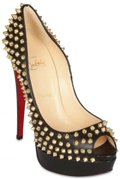 Christian Louboutin 150mm Lady Peep Leather Pumps in Black | Lyst
