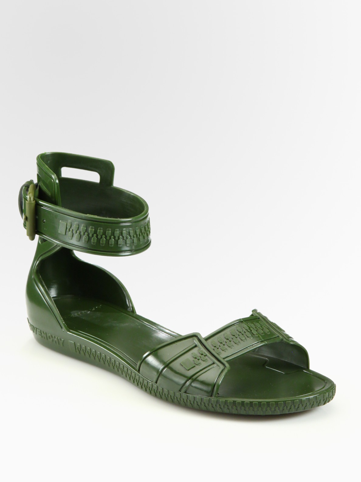 Givenchy Flat Jelly Sandals in Green (militarygreen) | Lyst