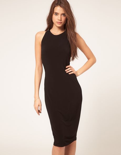 Asos Collection Midi Dress with Embellished Knot Back in Black | Lyst