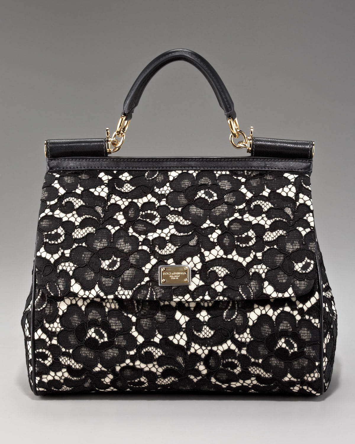 Lyst - Dolce & Gabbana Miss Sicily Lace Handbag in Black