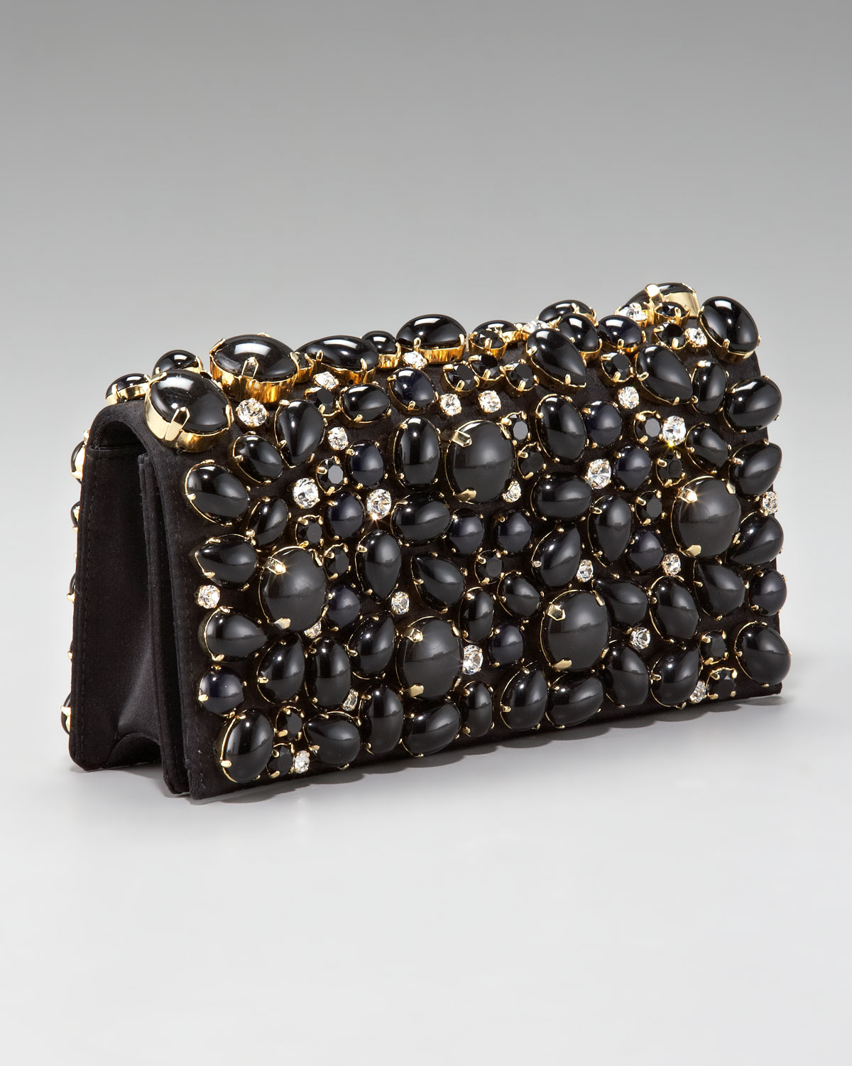 prada new arrival handbags - Prada Raso Pietre Stones Clutch in Black | Lyst