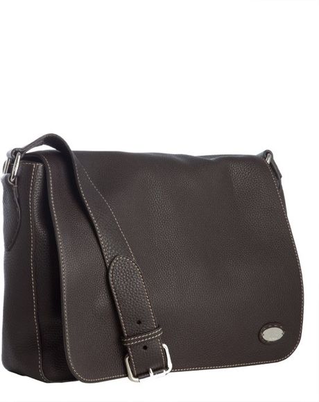 Fendi Selleria Brown Pebbled Leather Messenger Bag in Brown for Men | Lyst