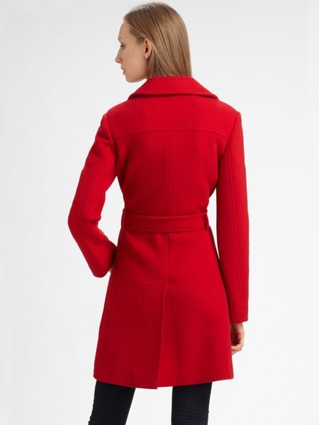 Hunter Double Breasted Wool Trench Coat in Red | Lyst