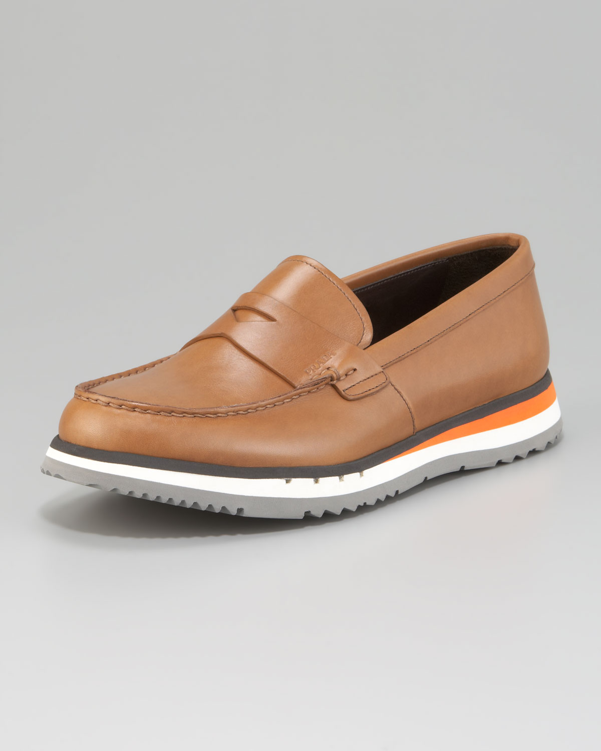 prada penny loafer brown