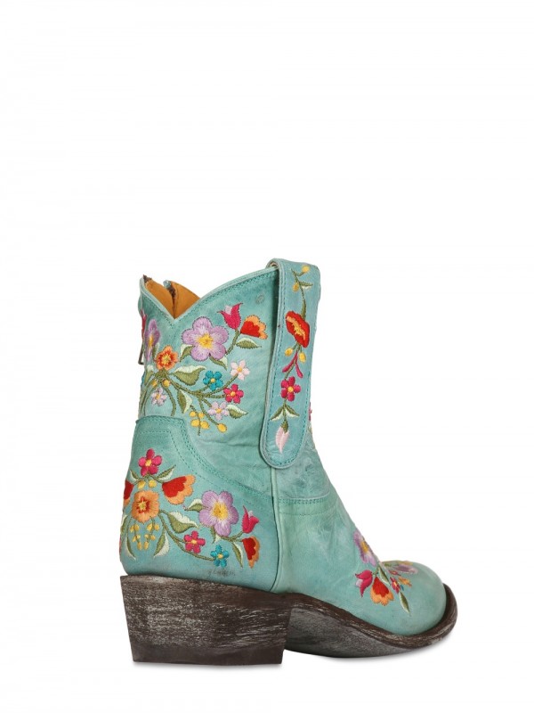 Lyst Mexicana 40mm Leather Embroidered Floral Boots in Blue