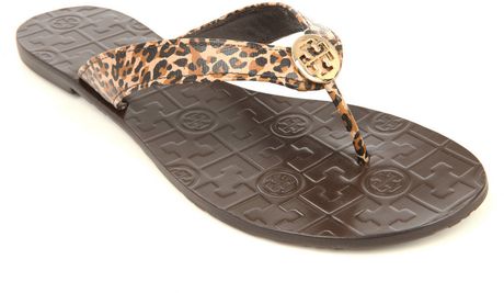 Tory Burch Thora-saffiano Leopard-print Flip-flops in Brown (leopard ...