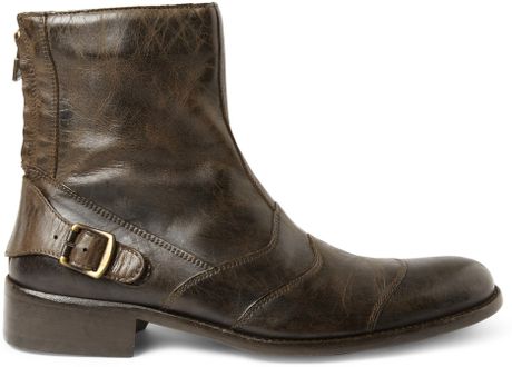 Belstaff Townmaster Distressed Leather Boots in Brown for Men | Lyst