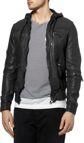 Dolce & Gabbana Hooded Leather Jacket in Black for Men | Lyst