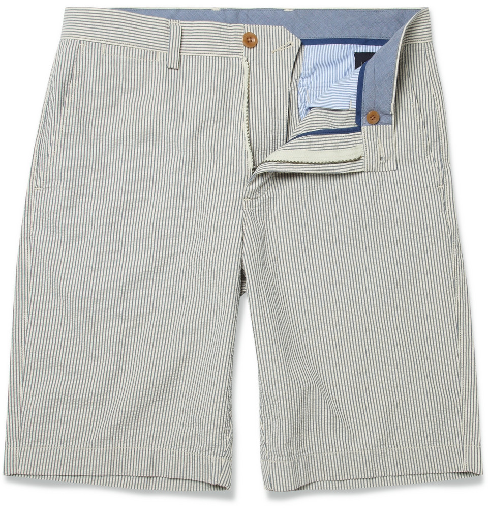 J.crew Striped Cotton Seersucker Shorts in Blue for Men | Lyst