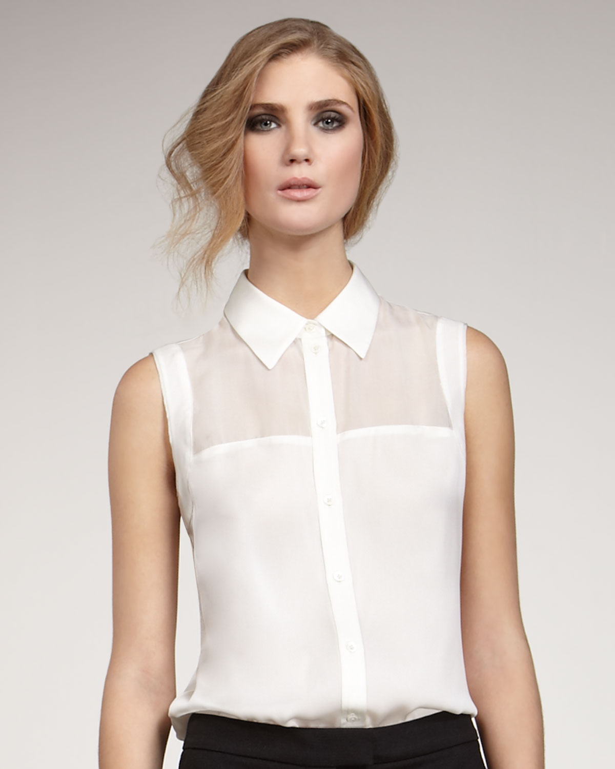 Rachel zoe Geri Sleeveless Blouse in White | Lyst