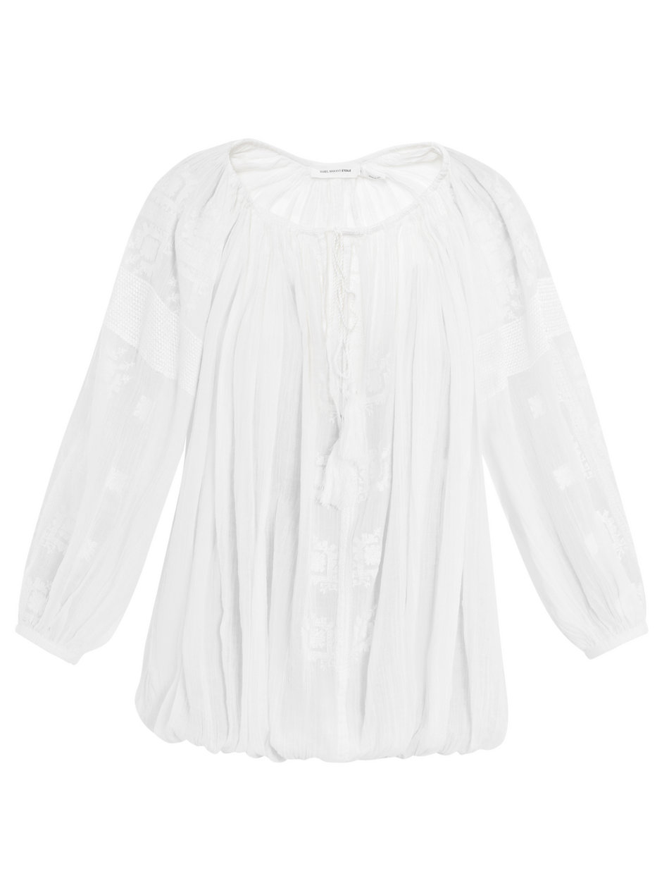 Etoile Isabel Marant Baker Embroidered Cotton Top in White | Lyst