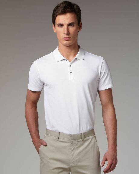 Theory Classic Pique-knit Polo, White in White for Men | Lyst