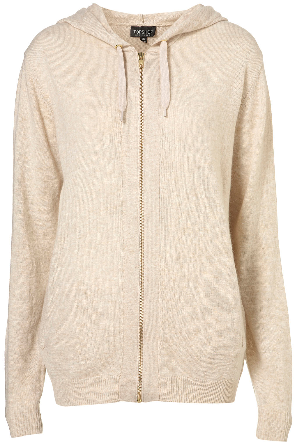 Lyst - Topshop Knitted Zip Up Hoody in Natural