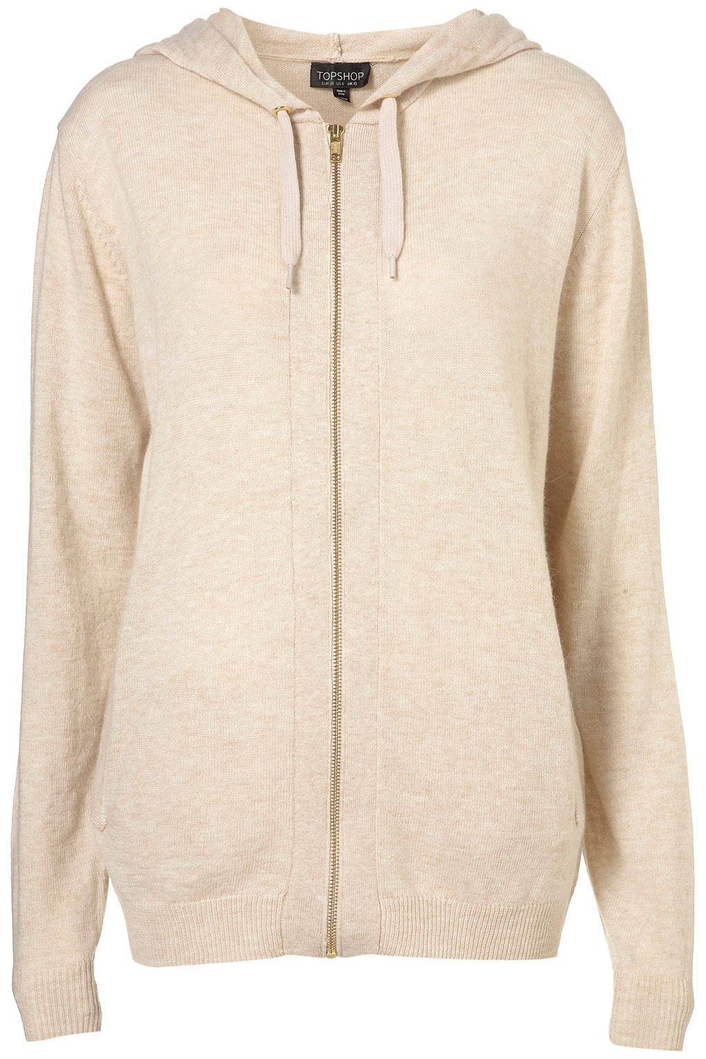 Lyst Topshop Knitted Zip Up Hoody In Natural 