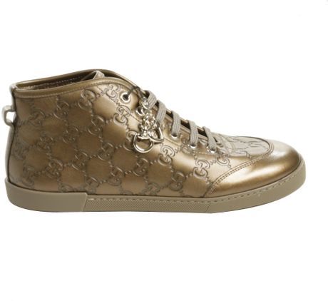 Gucci Tennis Parachute Lace Ankle Boots in Gold (bronze) | Lyst
