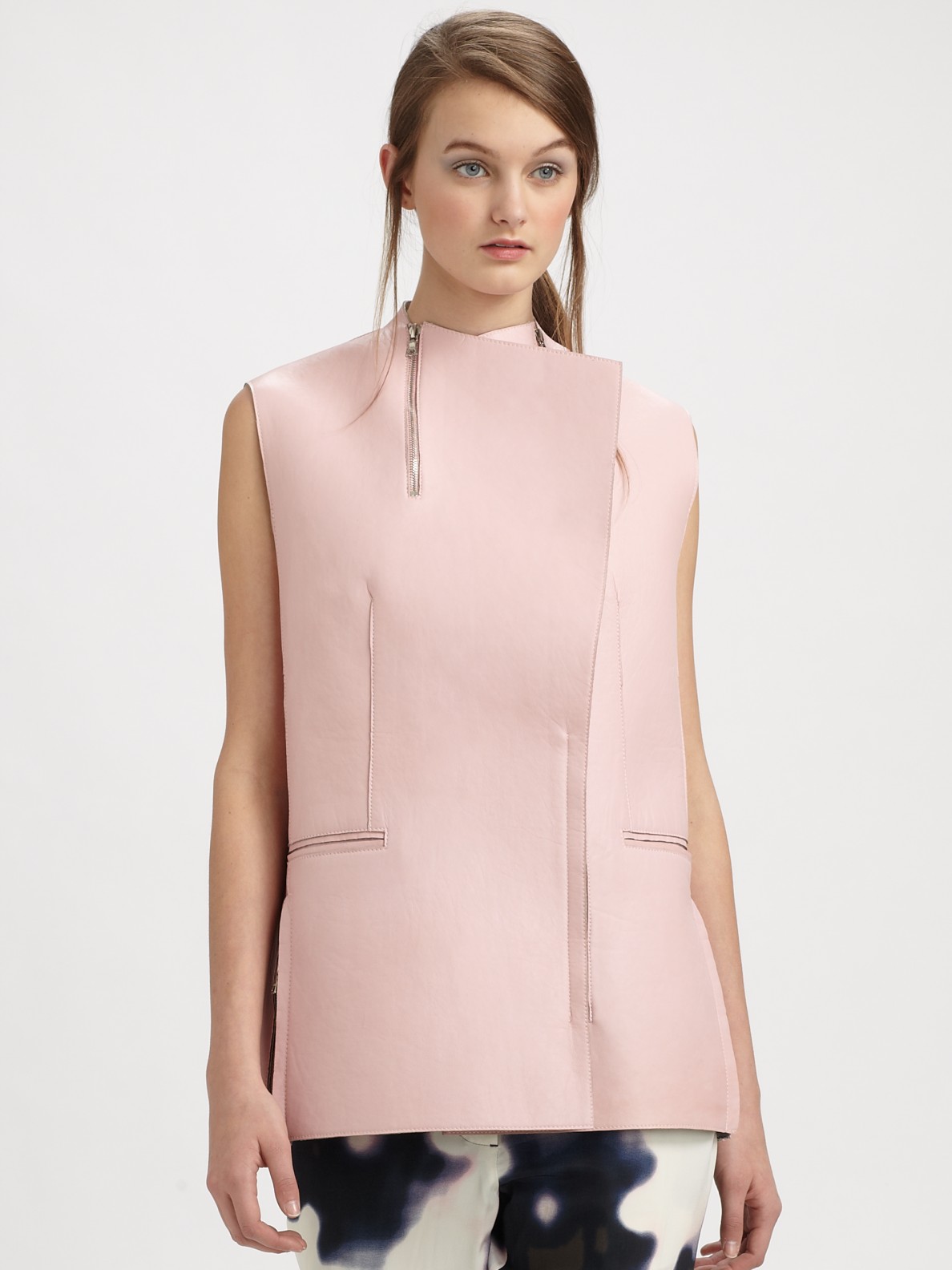 Lyst 3.1 Phillip Lim Sleeveless Leather Jacket in Pink