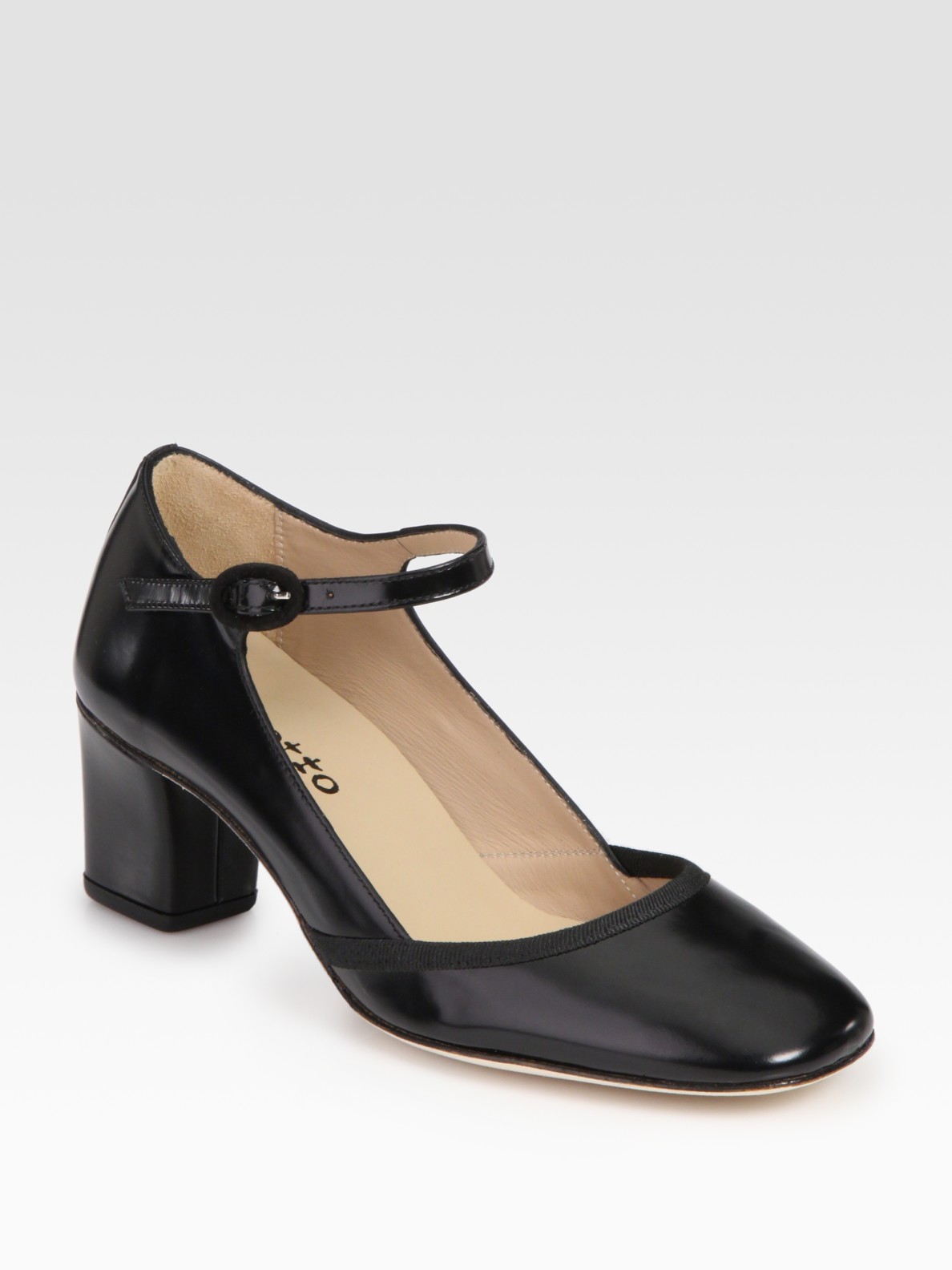 Repetto Leather Mary Jane Pumps in Beige (black) | Lyst