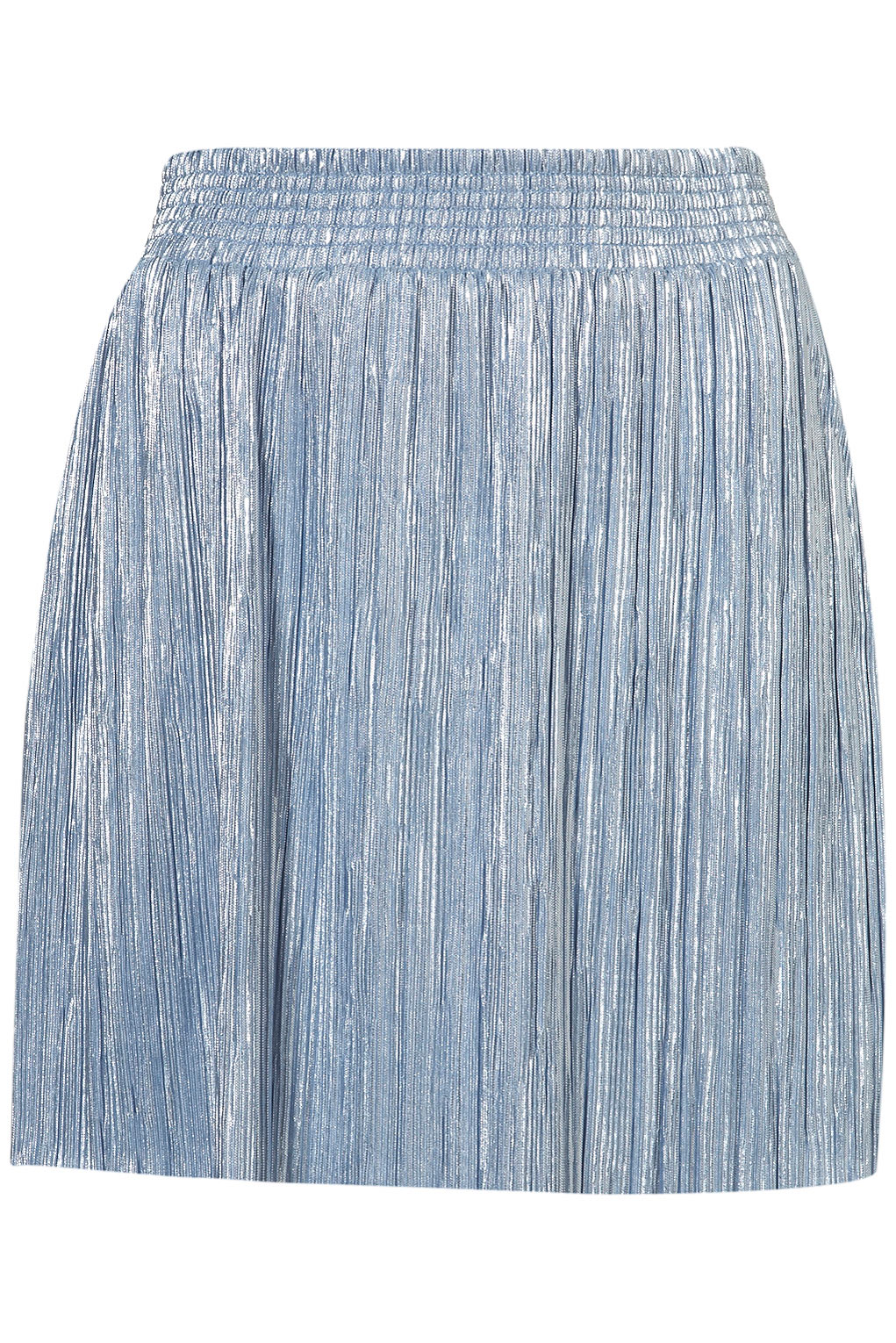 Lyst - Topshop Short Metallic Pleat Skirt in Blue