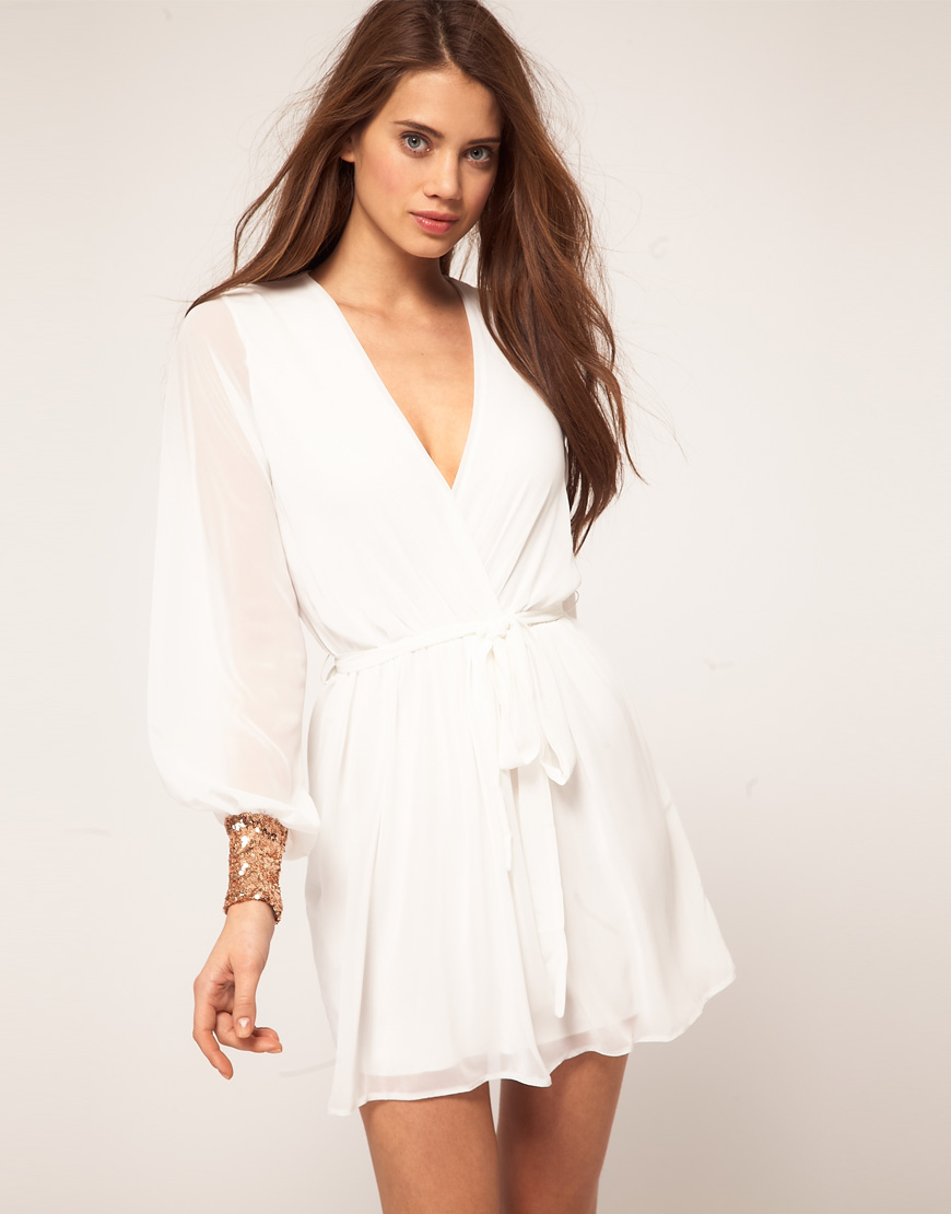 wrap around dress white