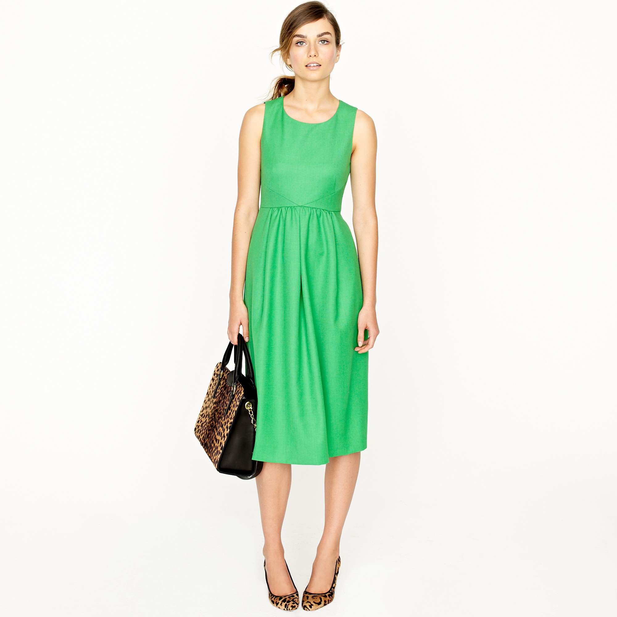 J.crew Madelene Dress in Wool Gabardine in Green Lyst