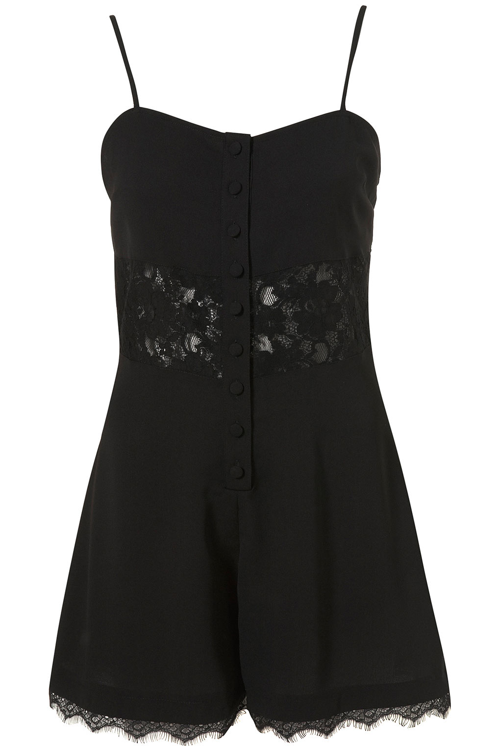 Lyst - Topshop Lace Insert Playsuit in Black