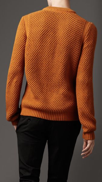 Burberry Waffle Knit Cotton Sweater in Orange for Men (orange ochre) | Lyst