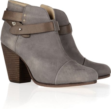 Rag & Bone Harrow Brushed-Leather Ankle Boots in Gray (brown) | Lyst