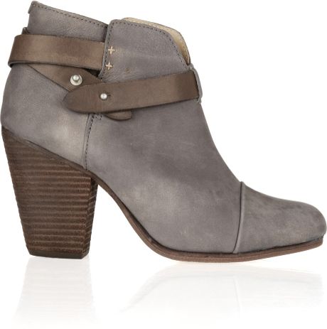Rag & Bone Harrow Brushed-Leather Ankle Boots in Gray (brown) | Lyst