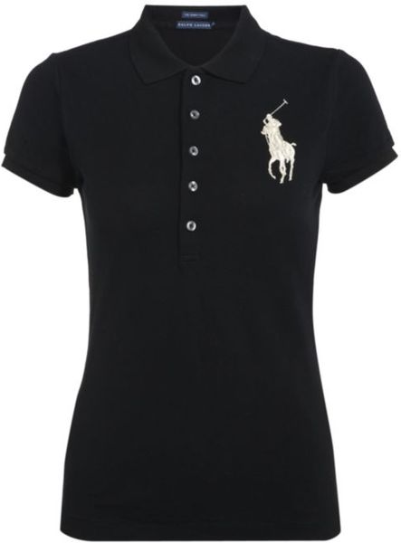 Ralph Lauren Blue Label Polo Shirt in Black (gold) | Lyst