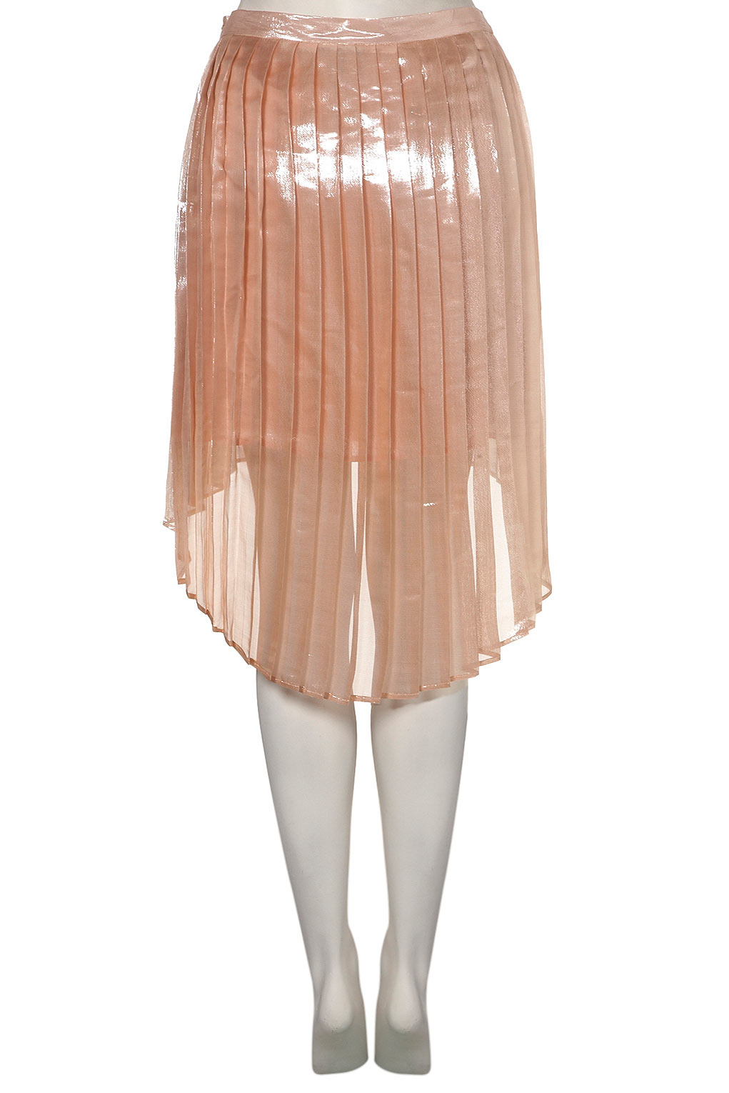 Topshop Premium Silk Shimmer Pleat Dip Hem Skirt in Pink | Lyst