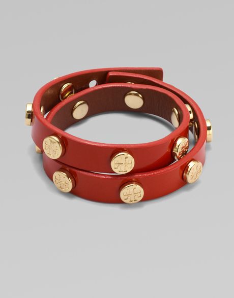 Tory Burch Patent Leather Wrap Bracelet in Red (black) | Lyst