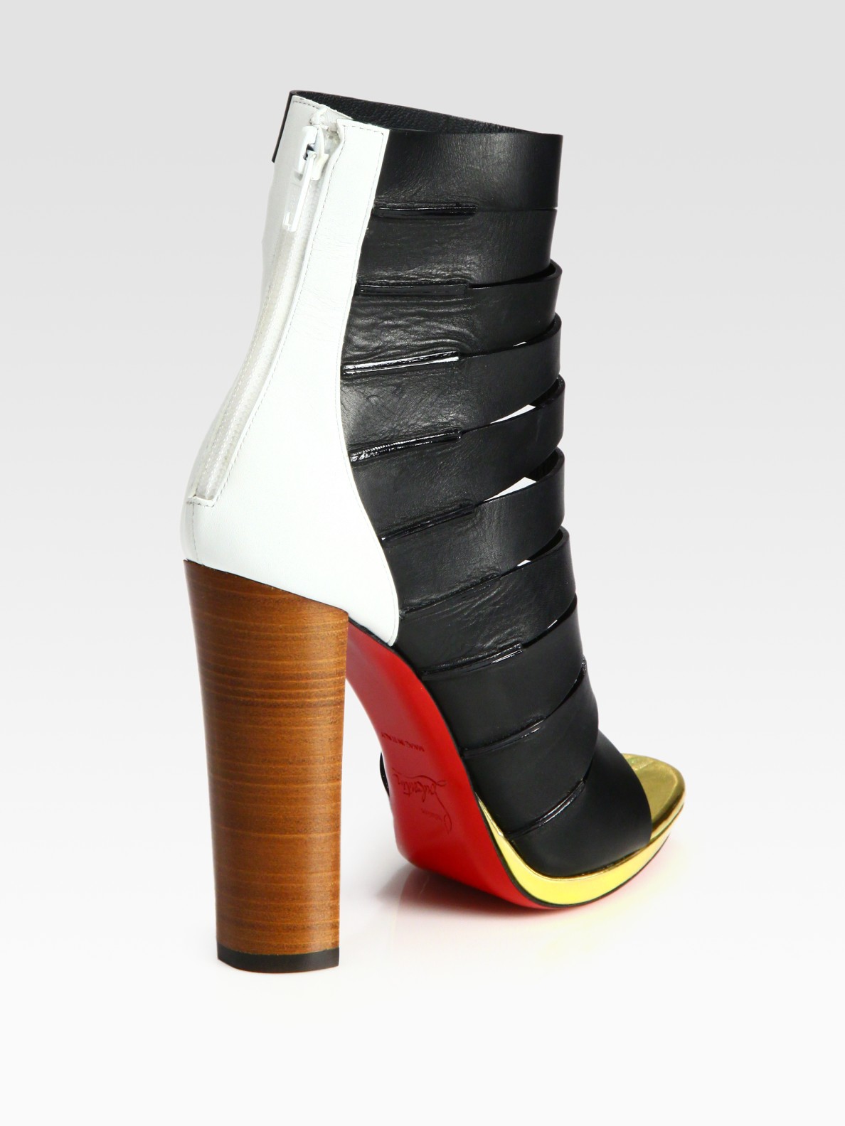 Christian louboutin Leather \u0026amp; Metallic Leather Cage Ankle Boots in ...  