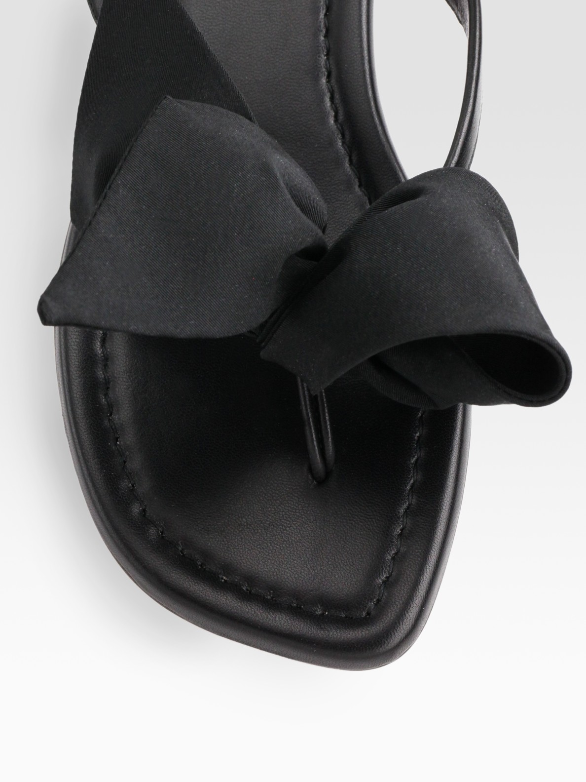 Christian louboutin Leather \u0026amp; Nylon Bow Thong Sandals in Black | Lyst