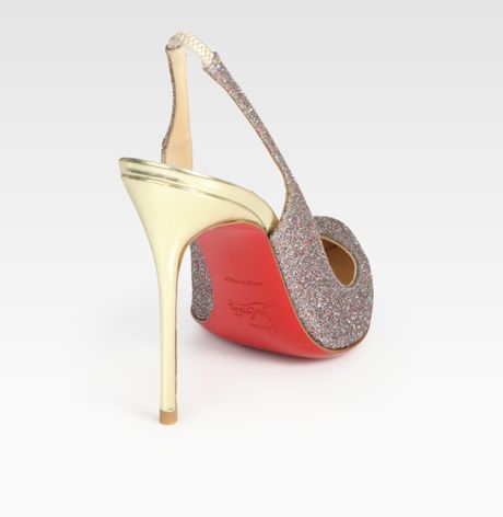Christian Louboutin Corneille Glitter-coated Leather Slingback Pumps in ...