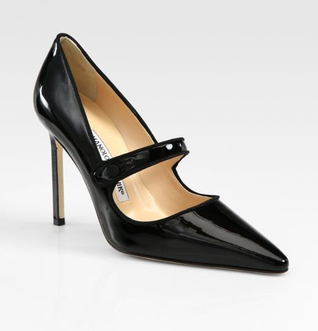 Manolo Blahnik Patent Leather Mary Jane Point Toe Pumps in Black | Lyst