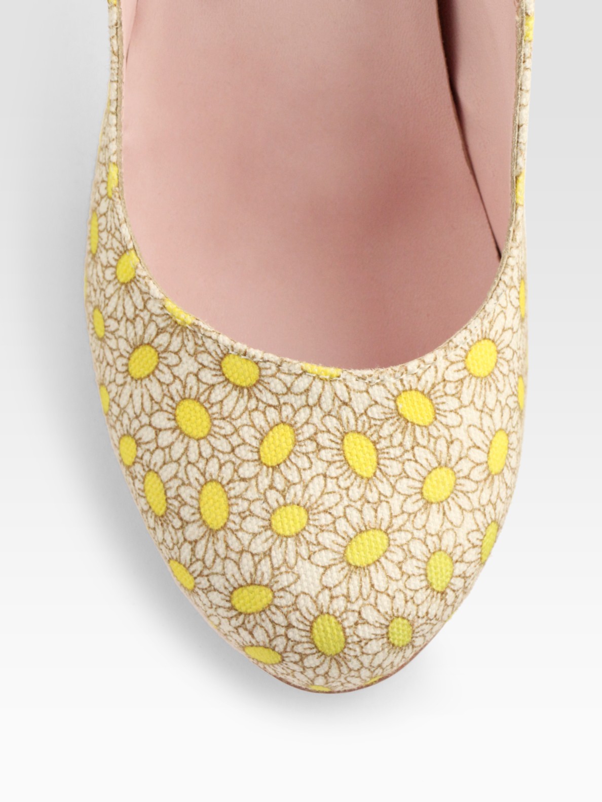 Lyst Red valentino Daisyprint Canvas Pumps in Metallic